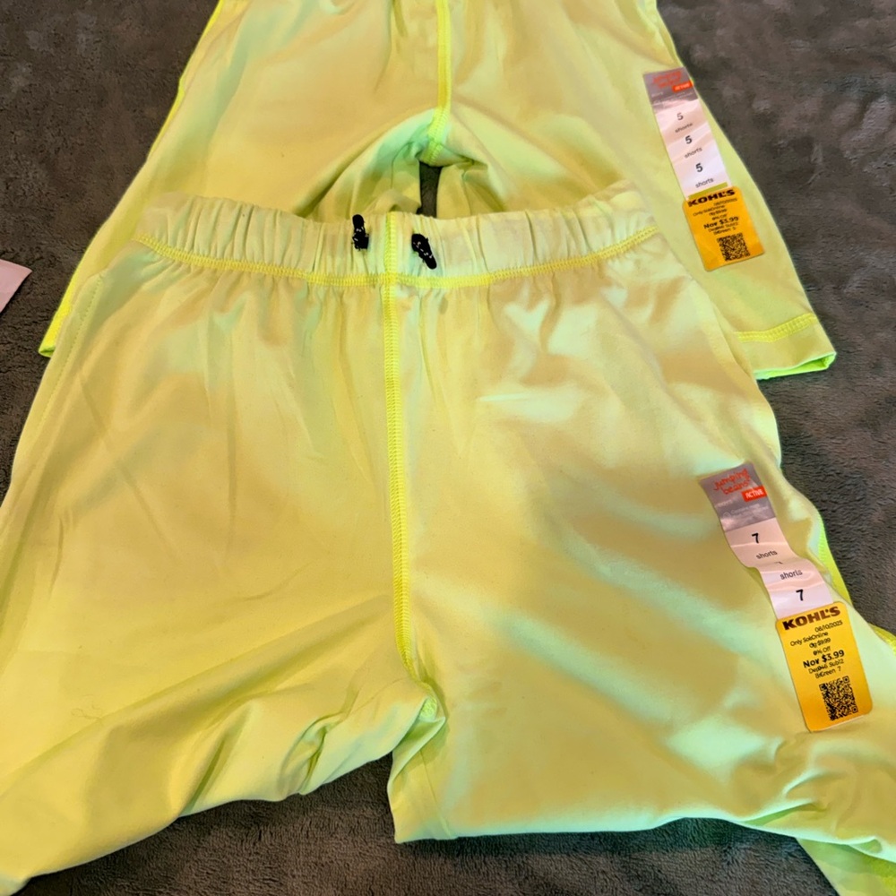 jumping beans Neon Active Shorts size 5 size 7 two piece bundle